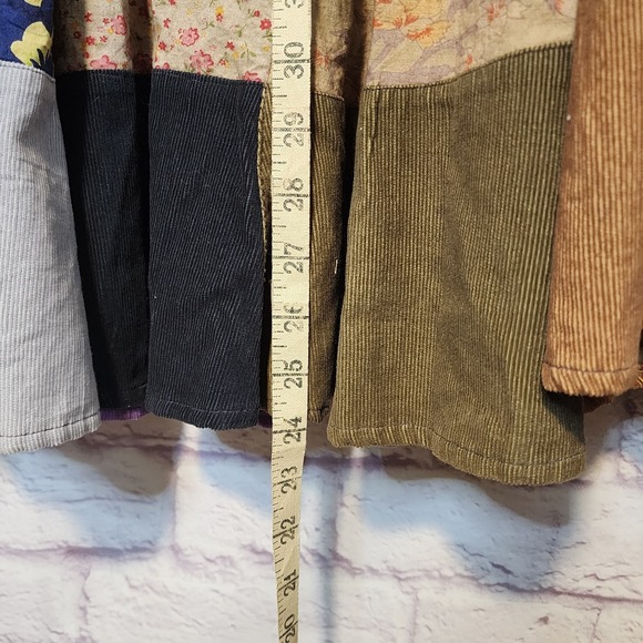 Blue Sky Mixed Patchwork Hippie Boho Cottagecore Festival Maxi Skirt Sz Large - Picture 10 of 13